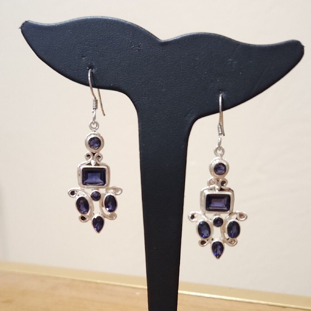 925 Sterling Silver Blue Iolite Earrings